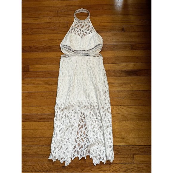 NWOT Bardot Lace Halter Sheath Midi Dress White  Size 6 Small - Picture 5 of 9
